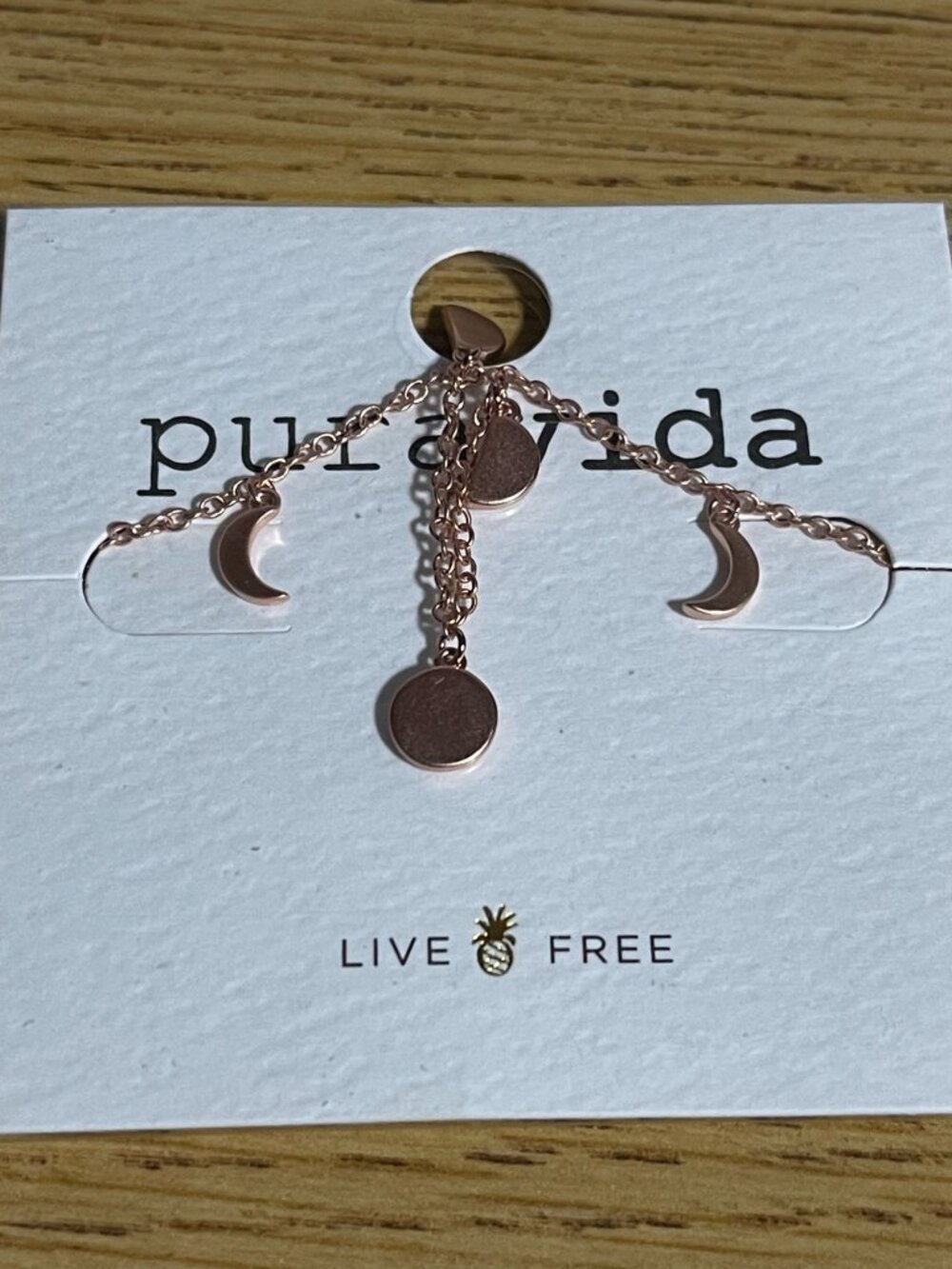 Pura Vida Rose Gold Color Moon Phases Necklace Celestial Boho Charm Cosmic